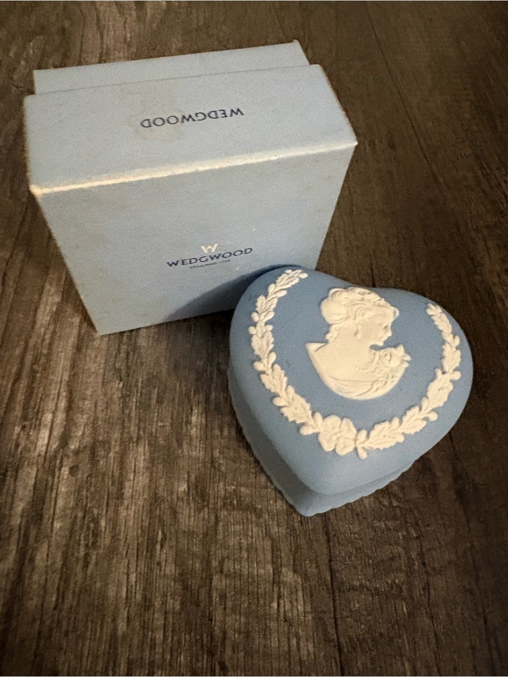 Wedgwood Blue โIn Celebration of 2001โ Heart Shaped Trinket Box